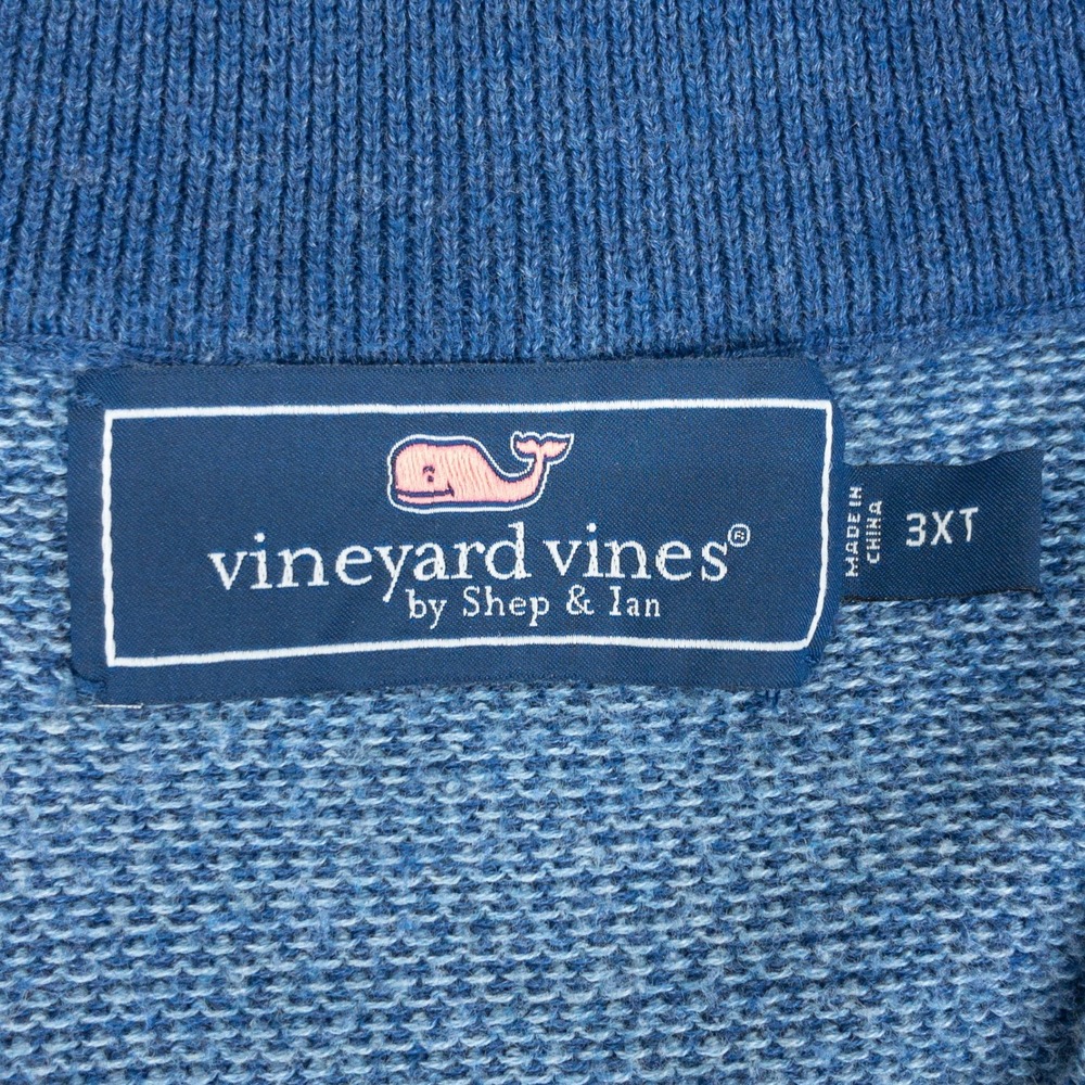 Vineyard Vines 1/4 Zip Pullover Mens 3XT Blue Textured Cotton Blend Golf Sweater - Picture 7 of 14